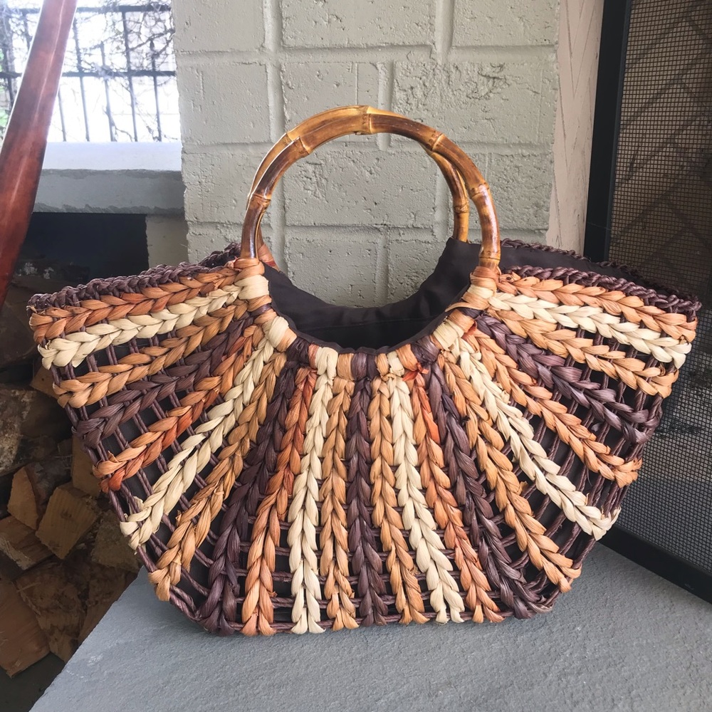Boho Straw Rattan Tote - Picture 9 of 9